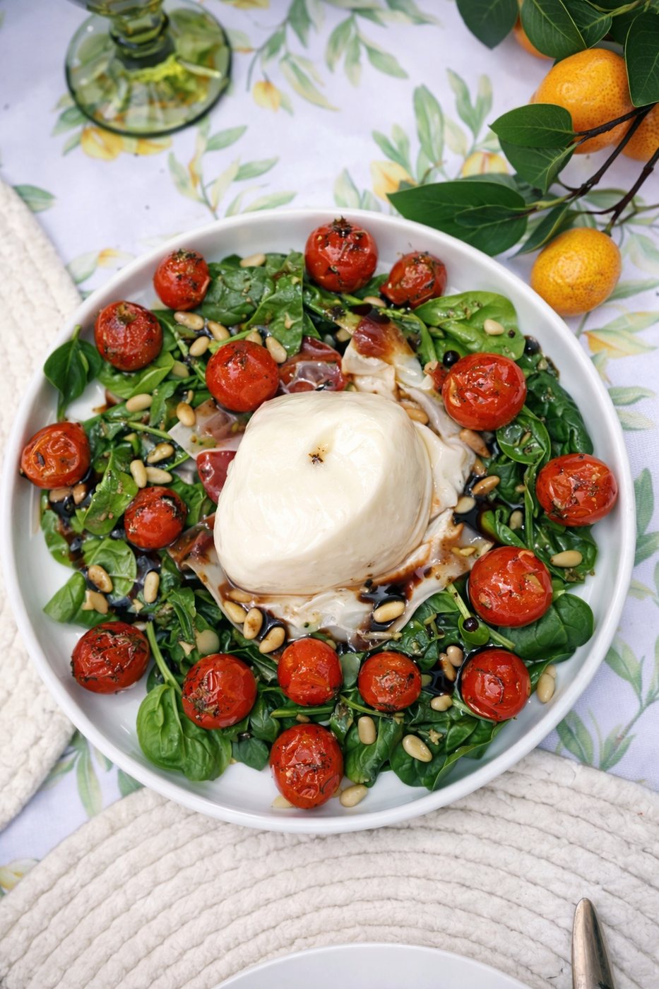 Ensalada con burrata, tomates y albahaca en Trattoria del Bosque